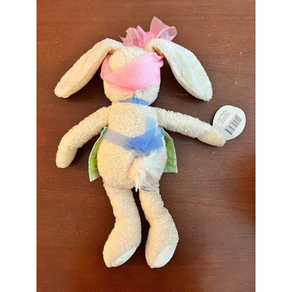 Hallmark Ginger Sweets Bunny Plush Doll White/Green Pink Bow Washable Small 0042